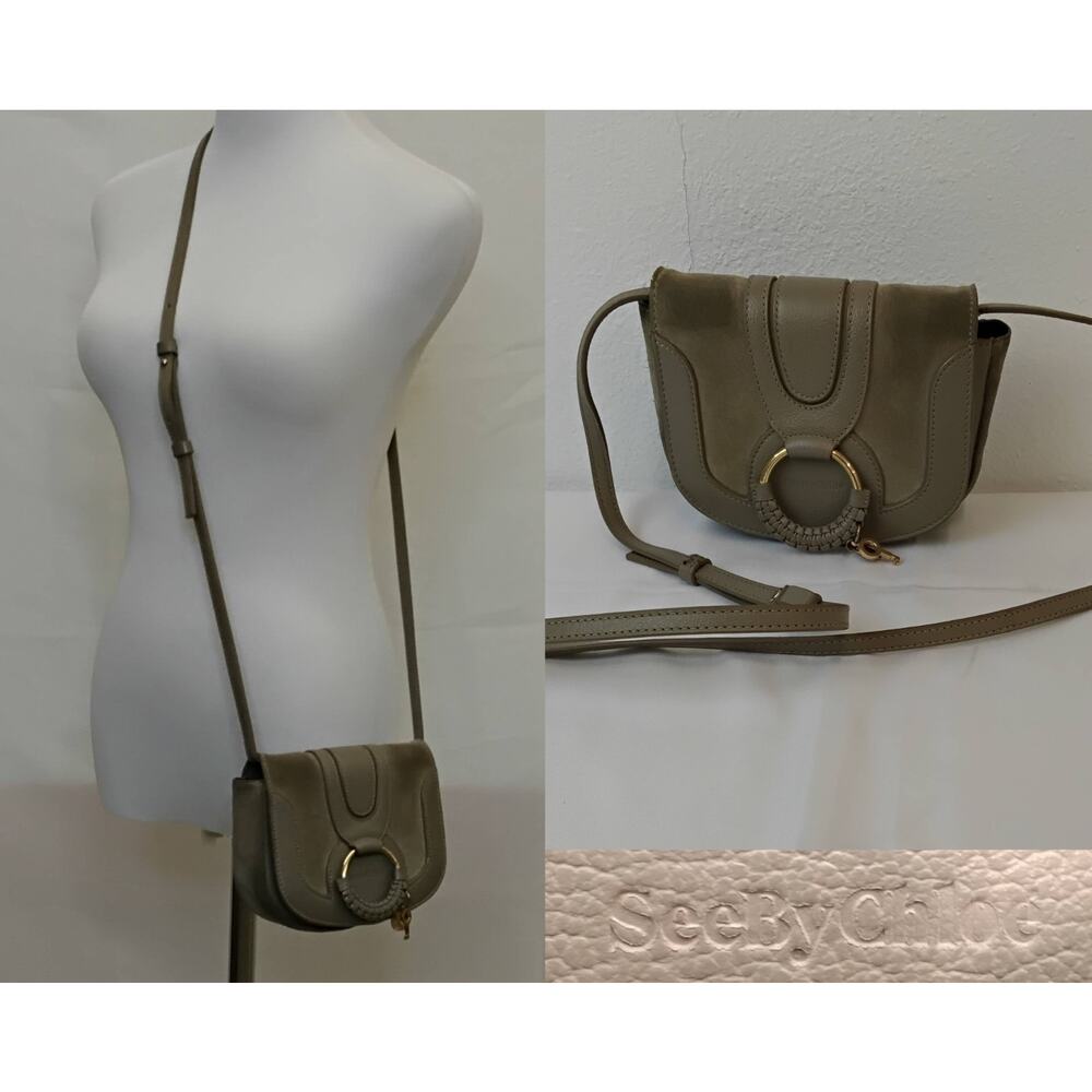 See by Chloe Mini Hana Crossbody Brown Taupe Leather Suede Small Purse #J4668
